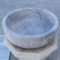 Natural Stone Sirius Silver Marble Above Vanity Bathroom Vessel Sink (D)16" (H)6"