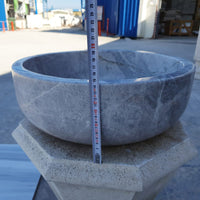 Natural Stone Sirius Silver Marble Above Vanity Bathroom Vessel Sink (D)16" (H)6"