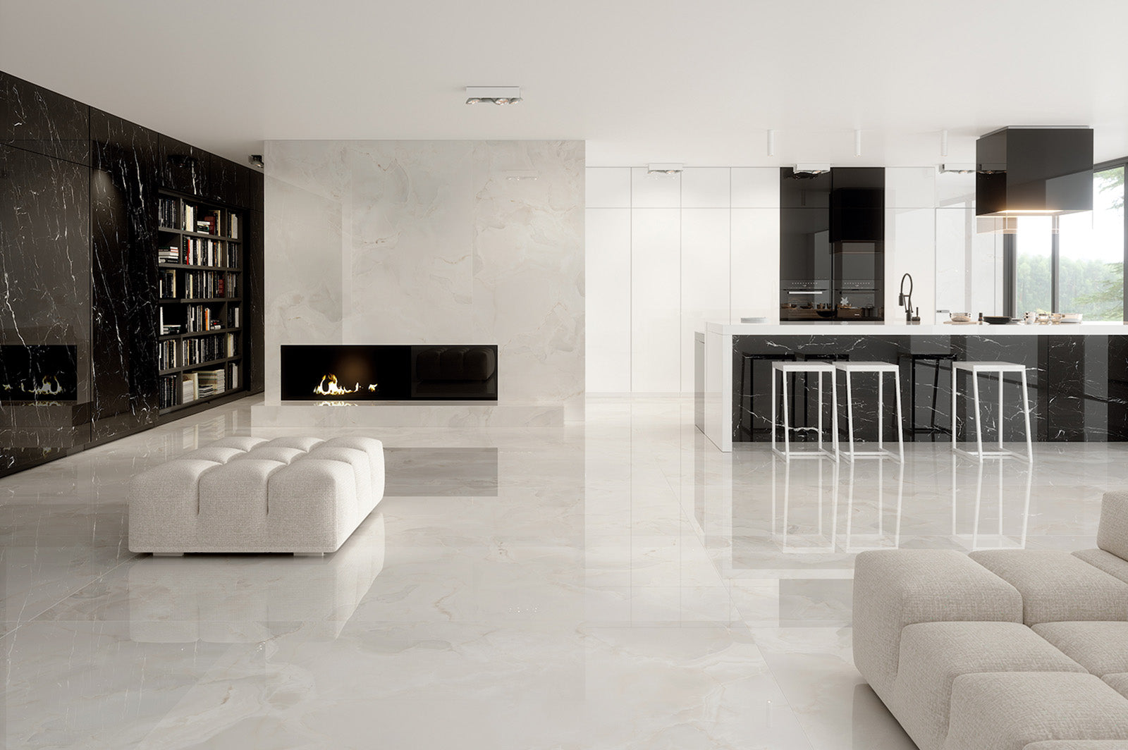 Onyx White Porcelain Tile 24x48" | 36x36" | Mosaic - Tilevanity.com