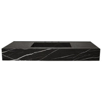 Toros Black Marble Rectangular Wall-mount Bathroom Sink (W)20" (L)48" (H)6"