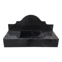 Toros Black Marble Wall-mount Bathroom Sink with Backsplash Polished (W)15" (W)33" (H)6"