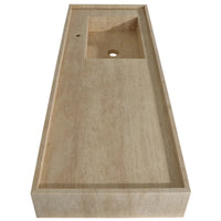 Troia Beige Travertine Rectangular Wall-mount Bathroom Sink (W)20" (L)54" (H)6"