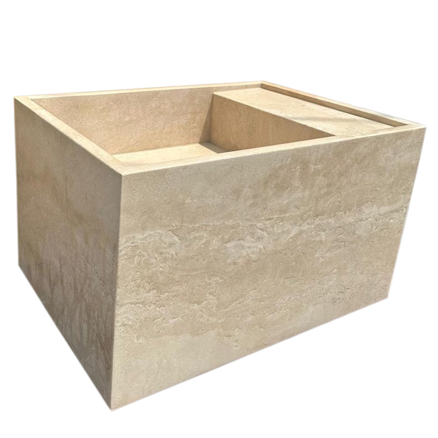 Troia Light Travertine Wall-Mount Bathroom Sink (W)17" (L)24" (H)14"