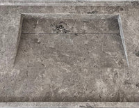 Tundra Grey Marble Rectangular Wall-mount Bathroom Sink Hidden Drain (W)20" (L)48" (H)5"