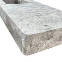 Tundra Gray Marble Rectangular Wall-mount Vanity Top Sink (W)20" (L)48" (H)5"