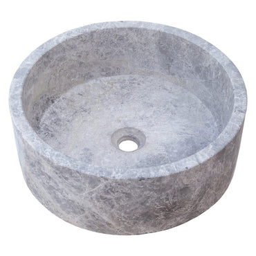 Natural Stone Tundra Grey Marble Above Vanity Bathroom Sink Polished (D)16.5" (H)6"