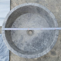 Natural Stone Tundra Grey Marble Above Vanity Bathroom Sink Polished (D)16.5" (H)6"