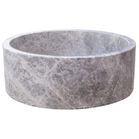 Natural Stone Tundra Grey Marble Above Vanity Bathroom Sink Polished (D)16.5" (H)6"