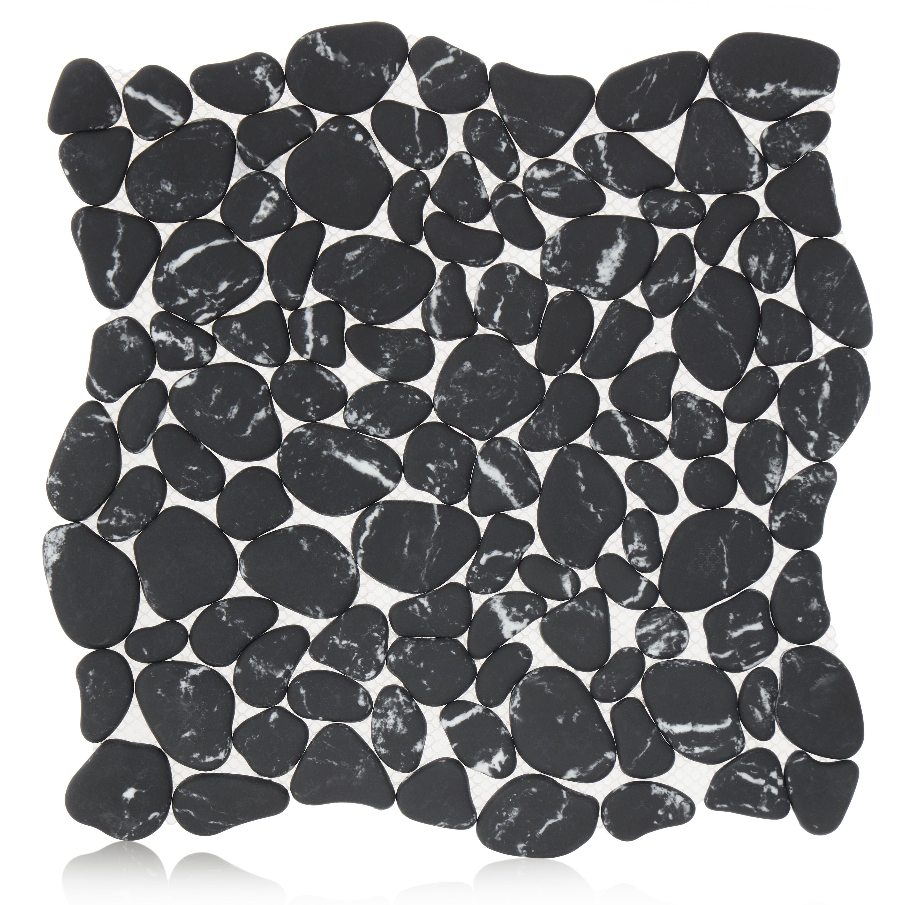 Black Mico Crystal Pebbles Mosaic Matte