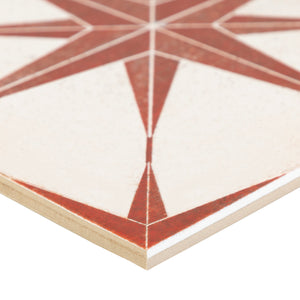 9x9 Star Red porcelain tile - Industry Tile
