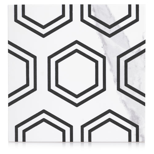 9x9 Charmed Statuario Hexa Pattern porcelain tile - Industry Tile