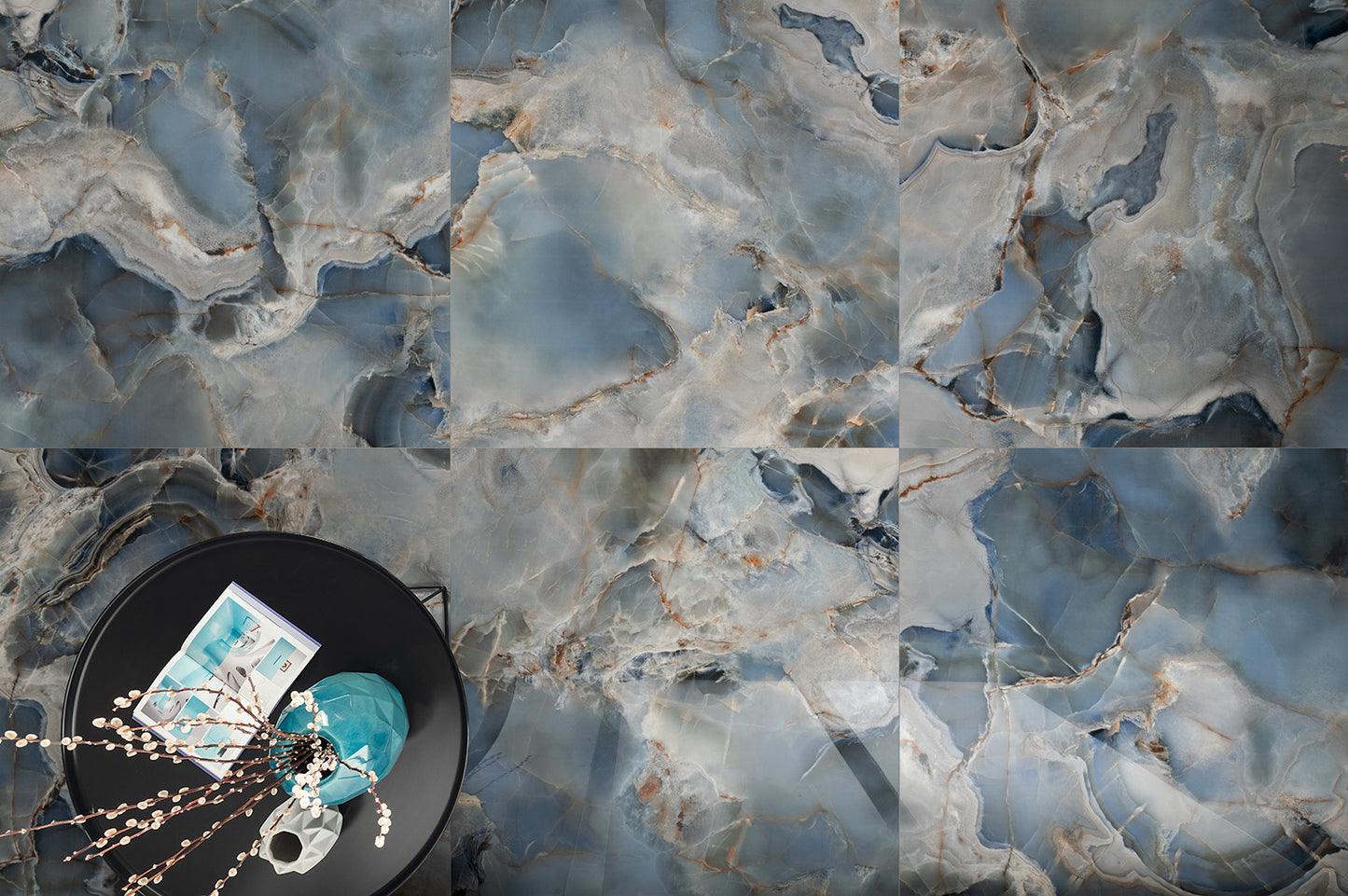 24x48 Onyx Blue polished porcelain tile - Industry Tile