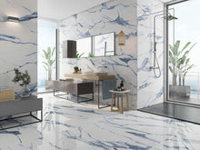 Load image into Gallery viewer, 24x48 Statuario Blue Polished porcelain tile - Industry Tile