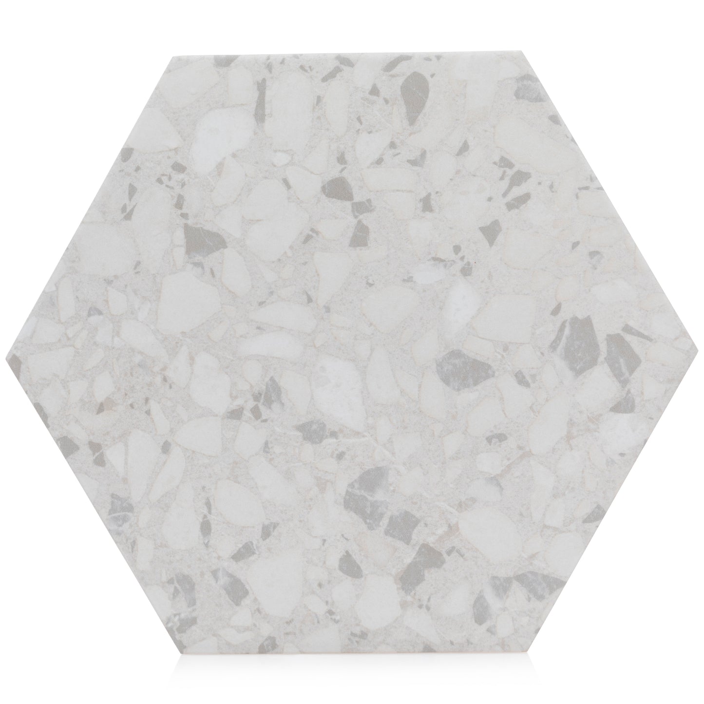 9x10 Hexagon White Terrazzo porcelain tile - Industry Tile