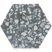 9x10 Hexagon Blue Terrazzo porcelain tile - Industry Tile