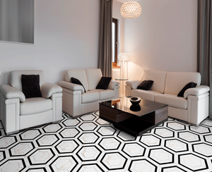 8.86x10.2 Cararra Hexagon Design porcelain tile - Industry Tile