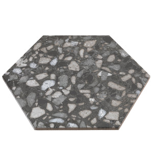 9x10 Hexagon Black Terazzo porcelain tile - Industry Tile