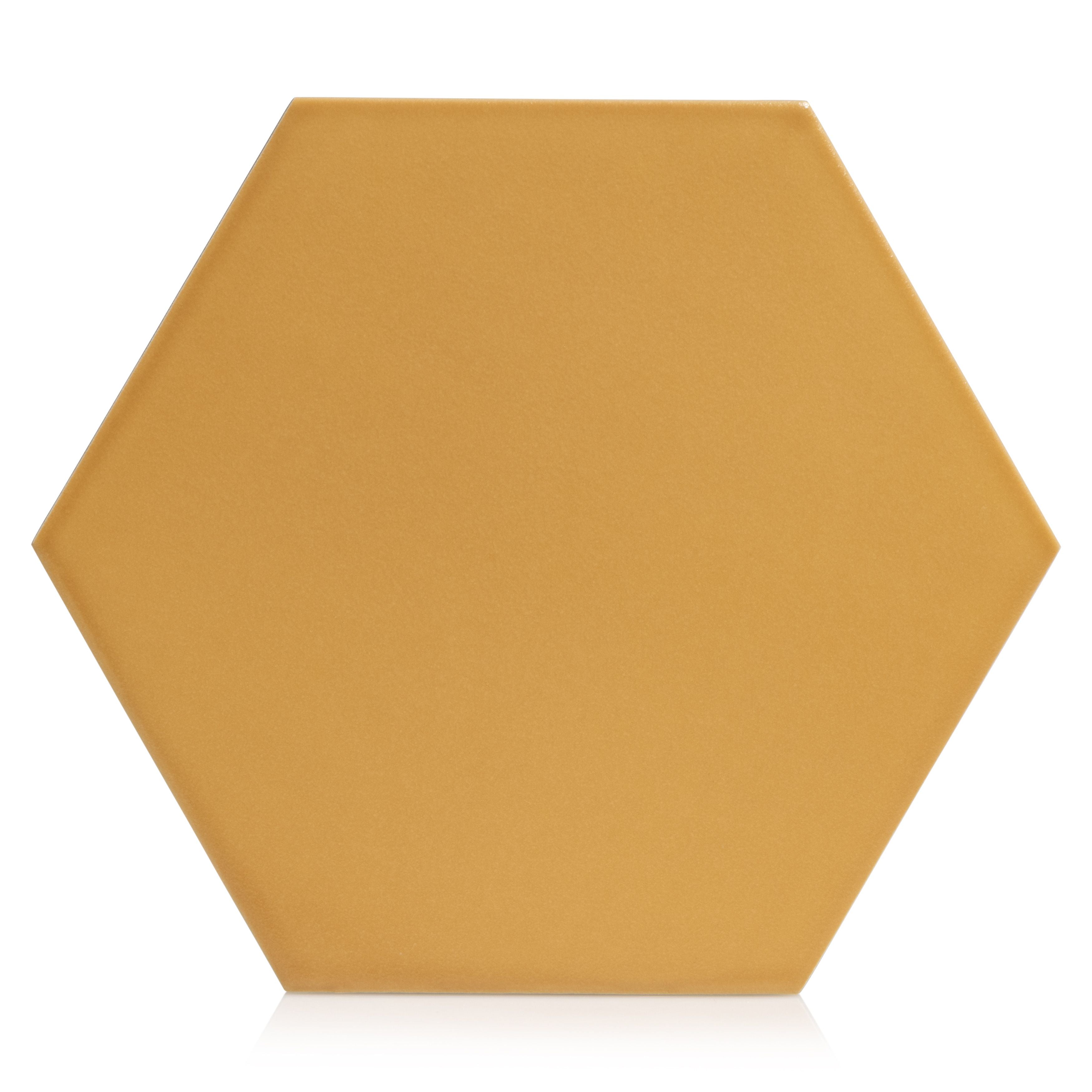 7.8x9 Tribeca Hexagon Mustard porcelain tile - Industry Tile