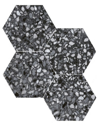 9x10 Hexagon Black Terazzo porcelain tile - Industry Tile