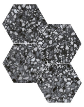 Load image into Gallery viewer, 9x10 Hexagon Black Terazzo porcelain tile - Industry Tile