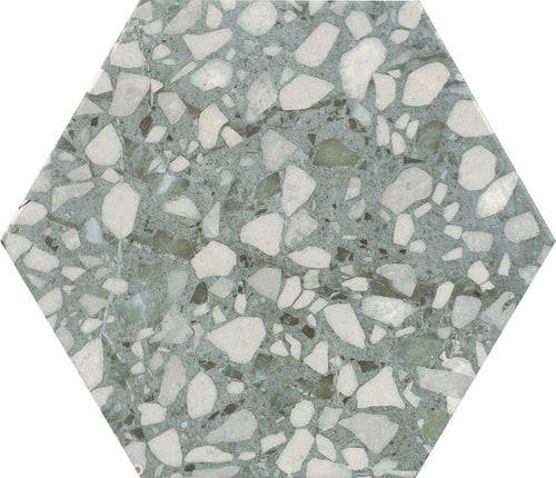 9x10 Hexagon Green Terazzo porcelain tile - Industry Tile
