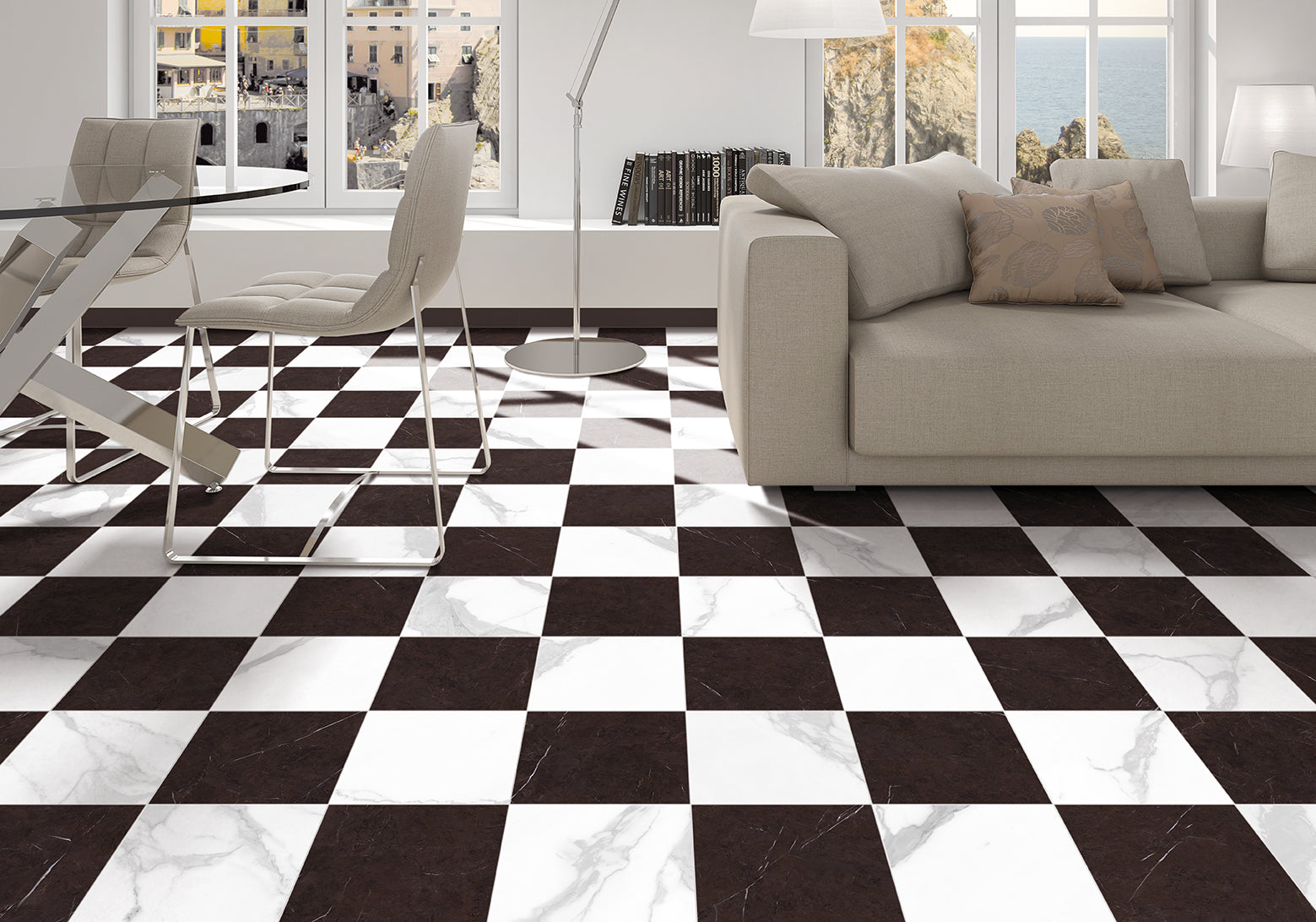 9x9 Charmed Black base field porcelain tile - Industry Tile