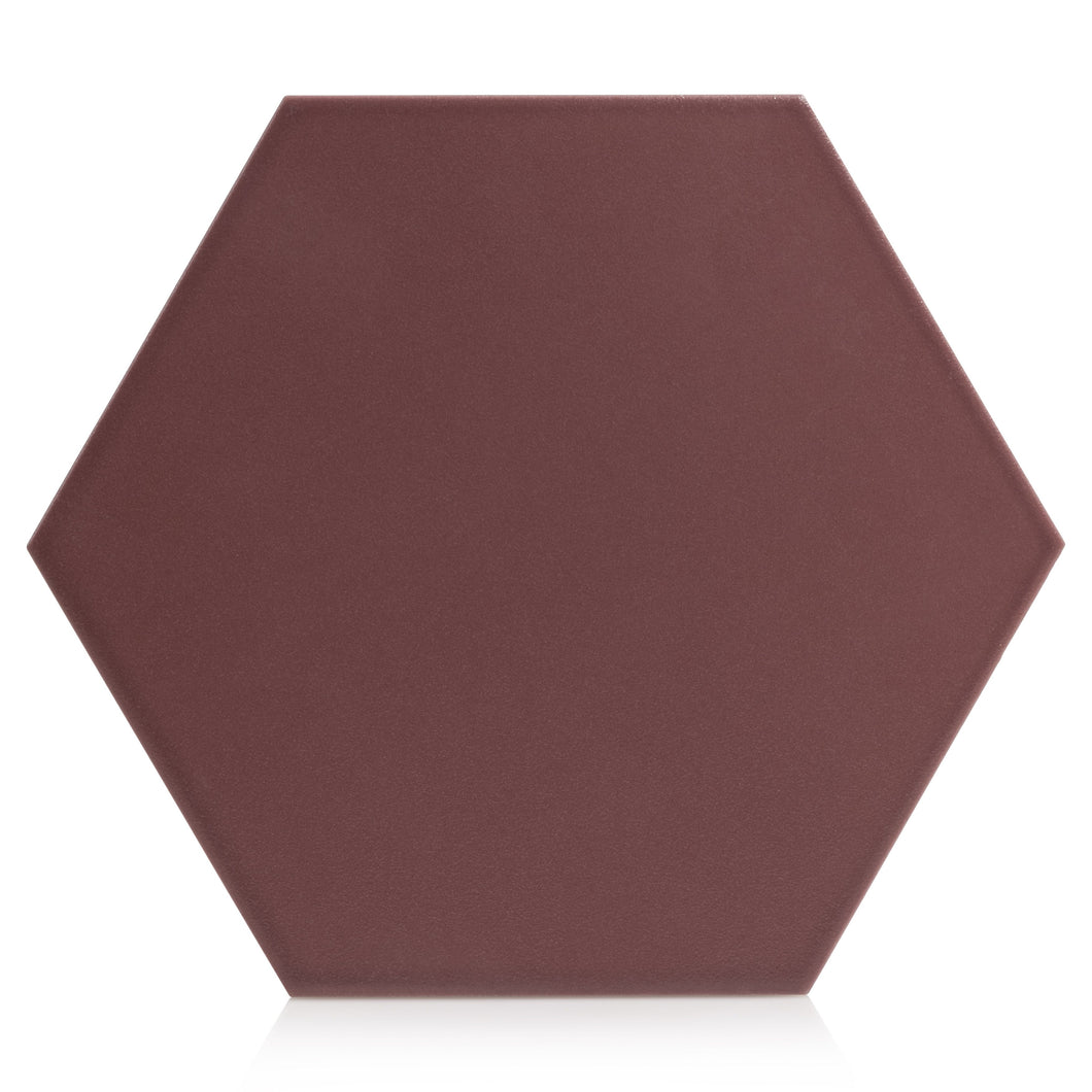 7.8x9 Tribeca Hexagon Burgundy porcelain tile - Industry Tile