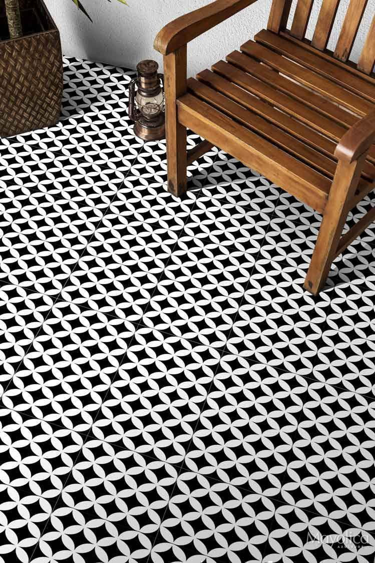 8x8 Art Decor Black & White porcelain tile - Industry Tile