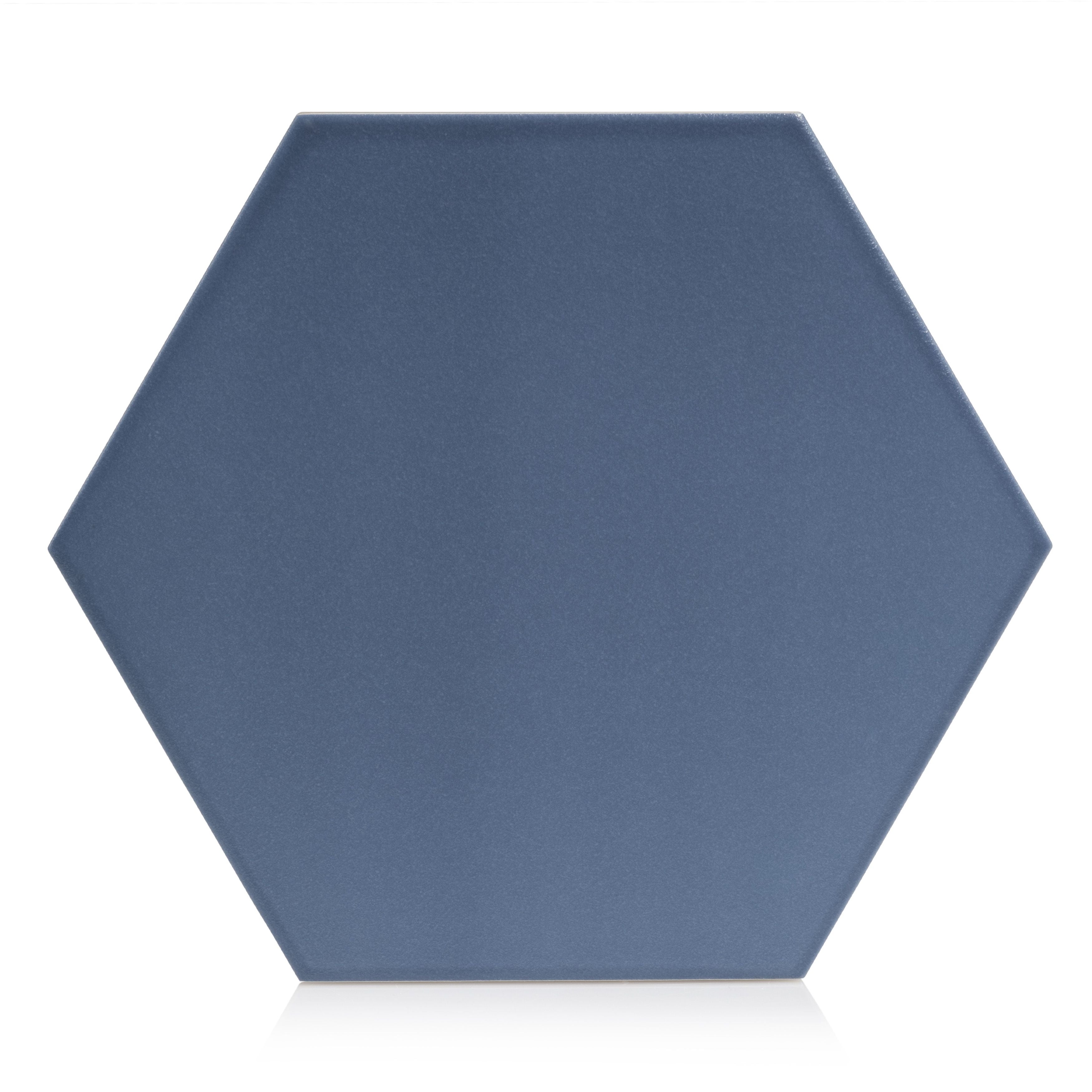 7.8x9 Tribeca Hexagon Blue porcelain tile - Industry Tile