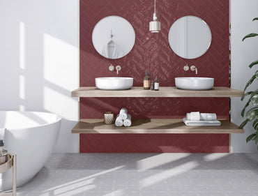 2.5x8 Tribeca Burgundy Gloss porcelain tile - Industry Tile