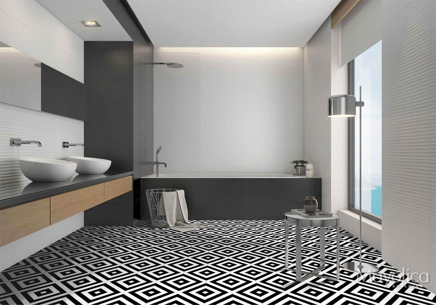 8x8 Art Decor Lines porcelain tile - Industry Tile