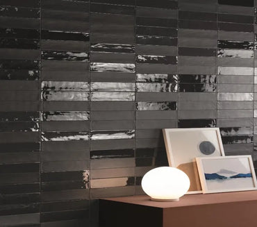 2x10 Modern Brick Black Matte porcelain tile - Industry Tile