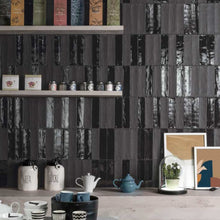 Load image into Gallery viewer, 2x10 Modern Brick Black Matte porcelain tile - Industry Tile