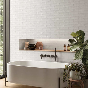 2x10 Modern Brick White Matte porcelain tile - Industry Tile