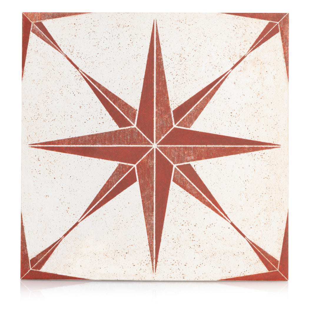 9x9 Star Red porcelain tile - Industry Tile
