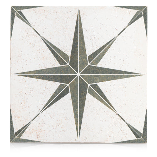 9x9 Star Green porcelain tile - Industry Tile
